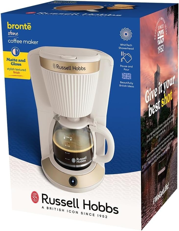 Programmable Drip Coffee Maker 1.25L Glass Carafe Keep Warm Stone Finish 1100W