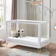 Acrylic Baby Cot Bed Convertible Toddler Bed Adjustable Height Modern Design