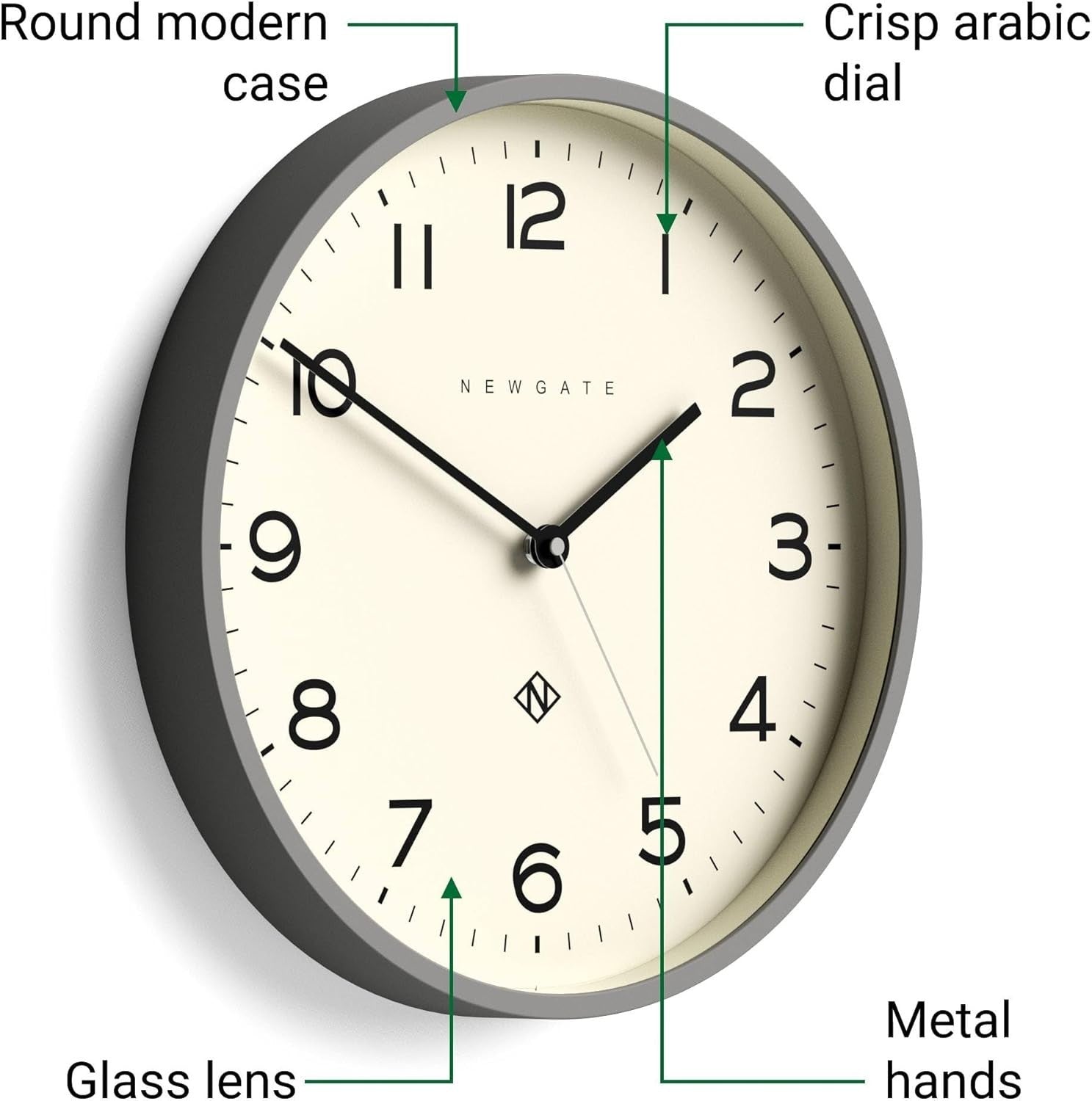 Modern Large Round Wall Clock | Easy-Read Numbers | Kitchen & Living Room