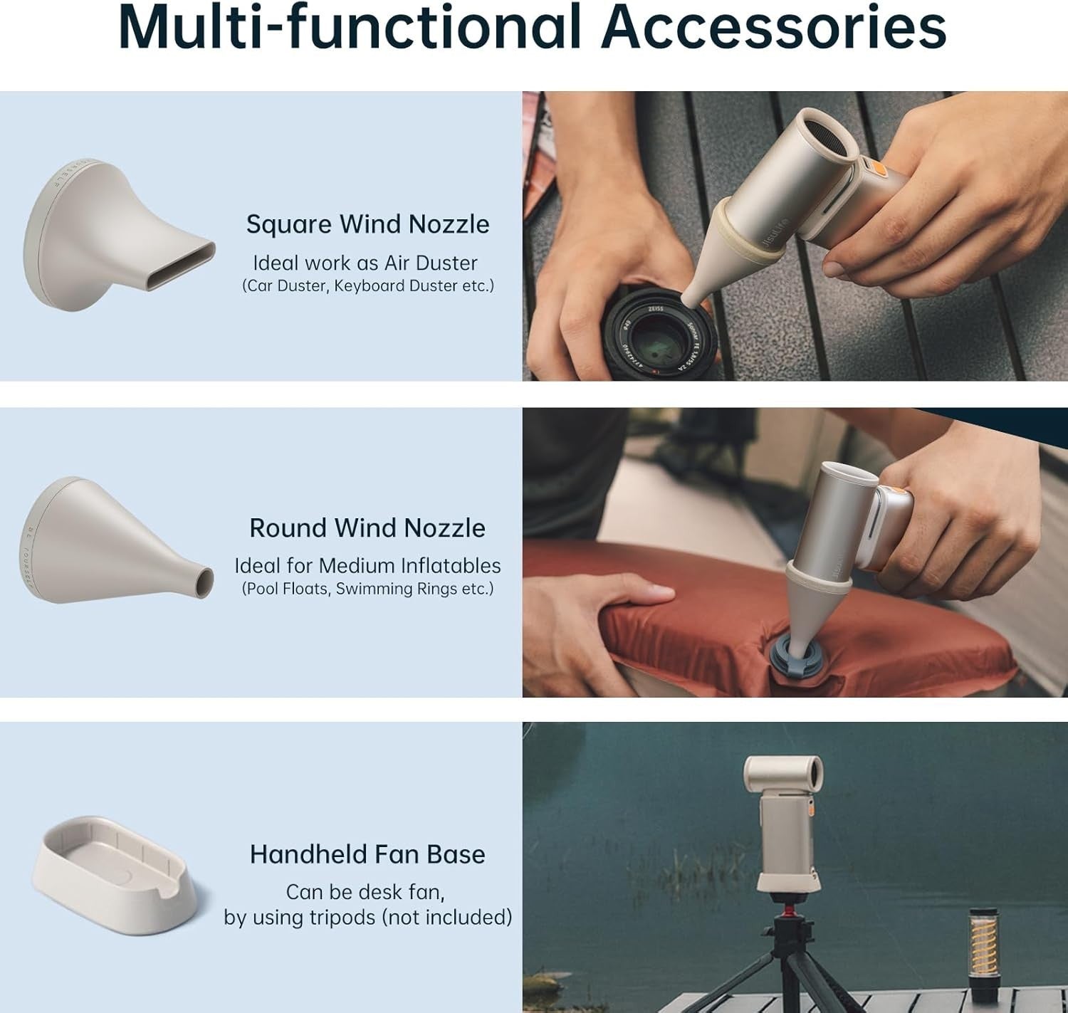 Portable Handheld Turbo Fan Grey 100-Speed Rechargeable Mini Cooling Fan 9000mAh