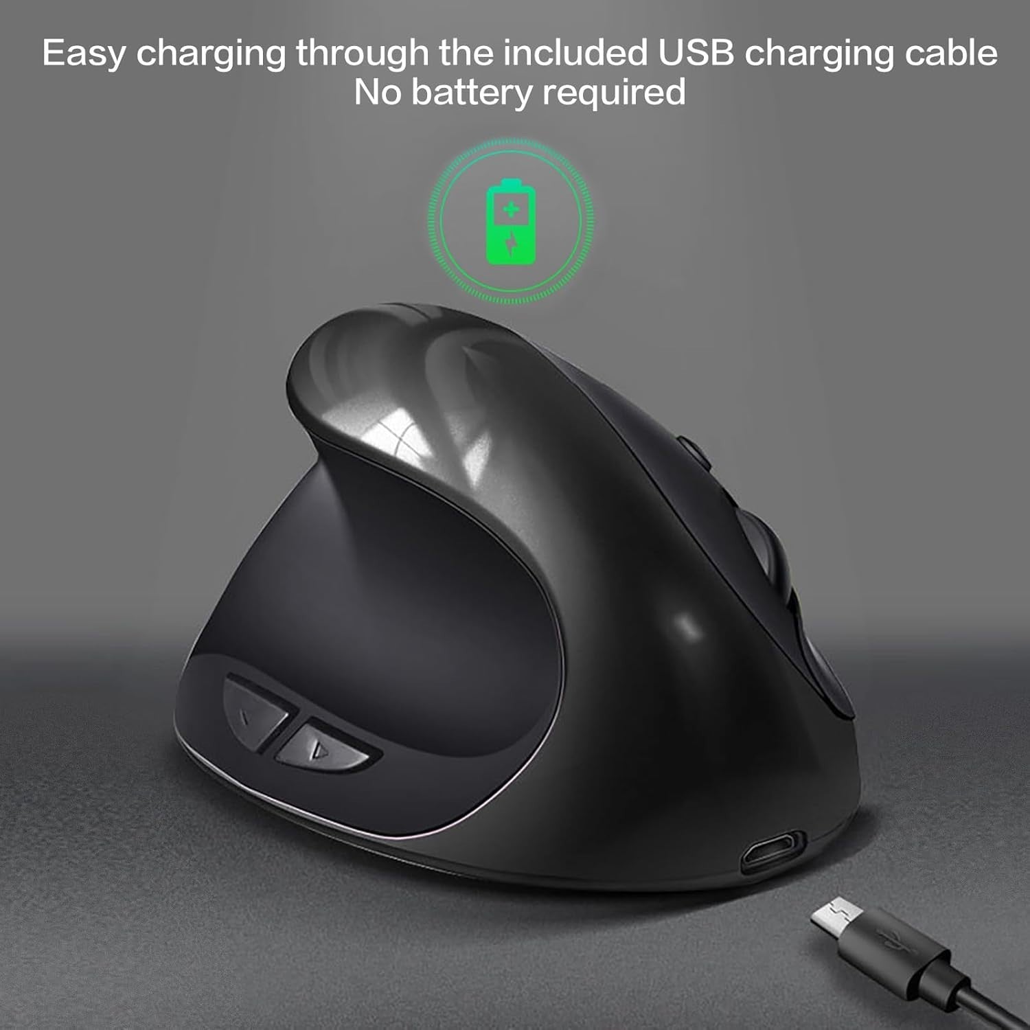 Left Handed Vertical Ergonomic Mouse Wireless 1600 DPI Rechargeable