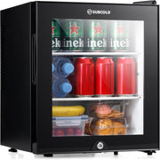 Mini Fridge 30L Compact Table Top Frost-Free LED Glass Door Black