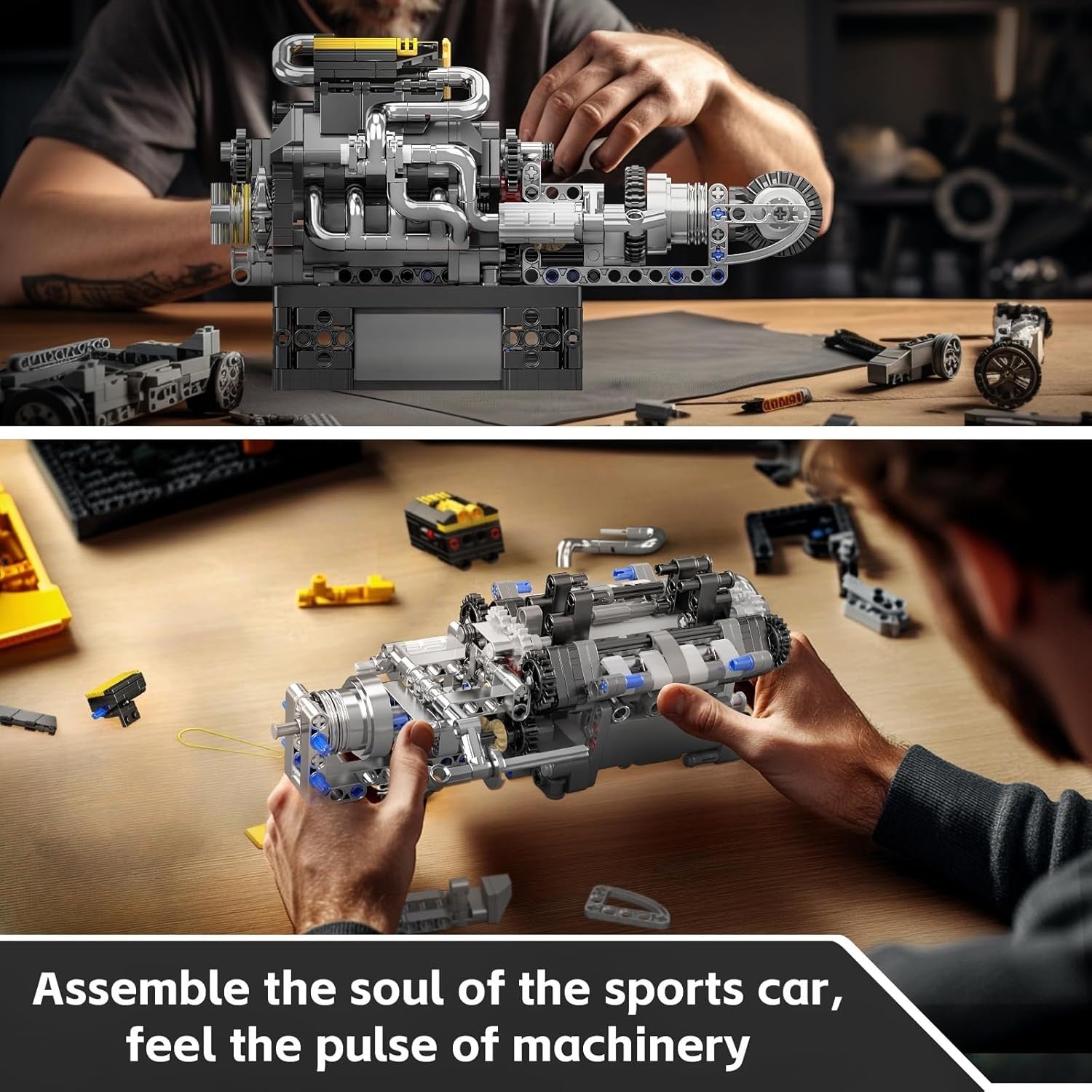 Functional DIY V8 Engine Model Kit with Moving Pistons & Rotating Crankshaft
