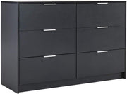 Black 6 Drawer Wide Chest Bedroom Storage Cabinet Modern Clothes Unit