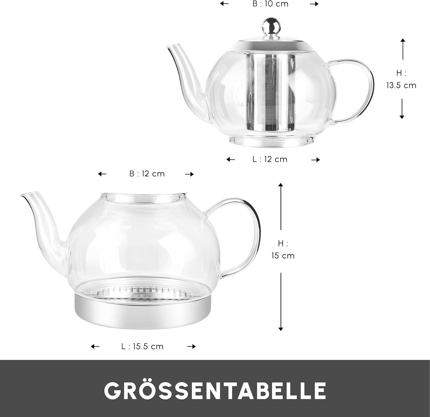 Glass Teapot Set 3L Turkish Tea Maker with Infuser Borosilicate Tea Pot