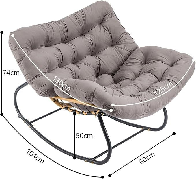 Oversized Egg Chair Rattan Wicker Outdoor Rocker w/ Cushion Garden Patio Relax