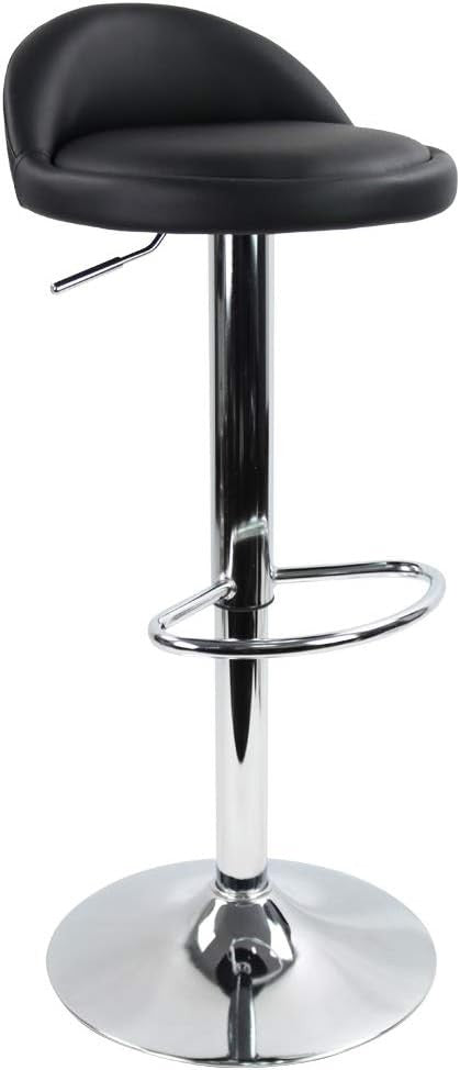 Black Round Adjustable Swivel Bar Stool PU Leather Home Kitchen