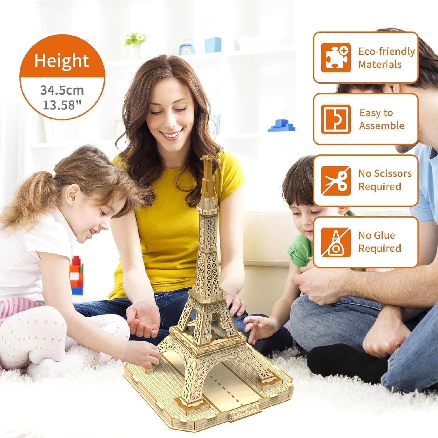 3D Wooden Eiffel Tower Puzzle Model Kit – DIY Mechanical Craft, 105 PCS