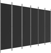 6 Panel Black Folding Room Divider 300x200cm Fabric Privacy Screen Partition