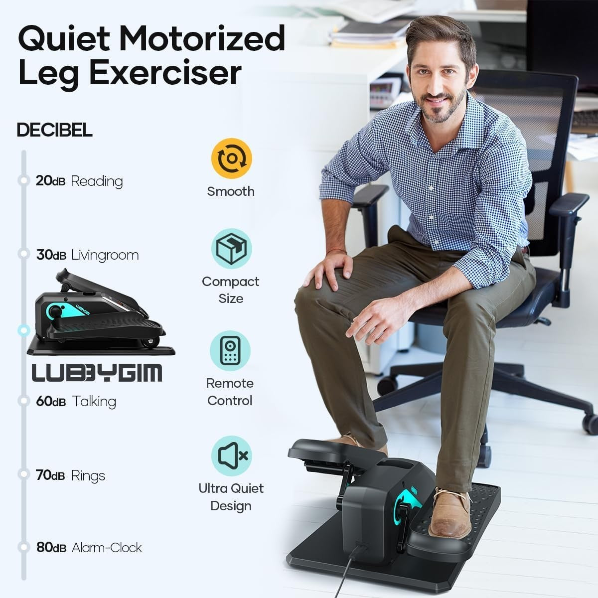 Quiet Under Desk Pedal Exerciser, 12-Speed Seated Elliptical with Remote