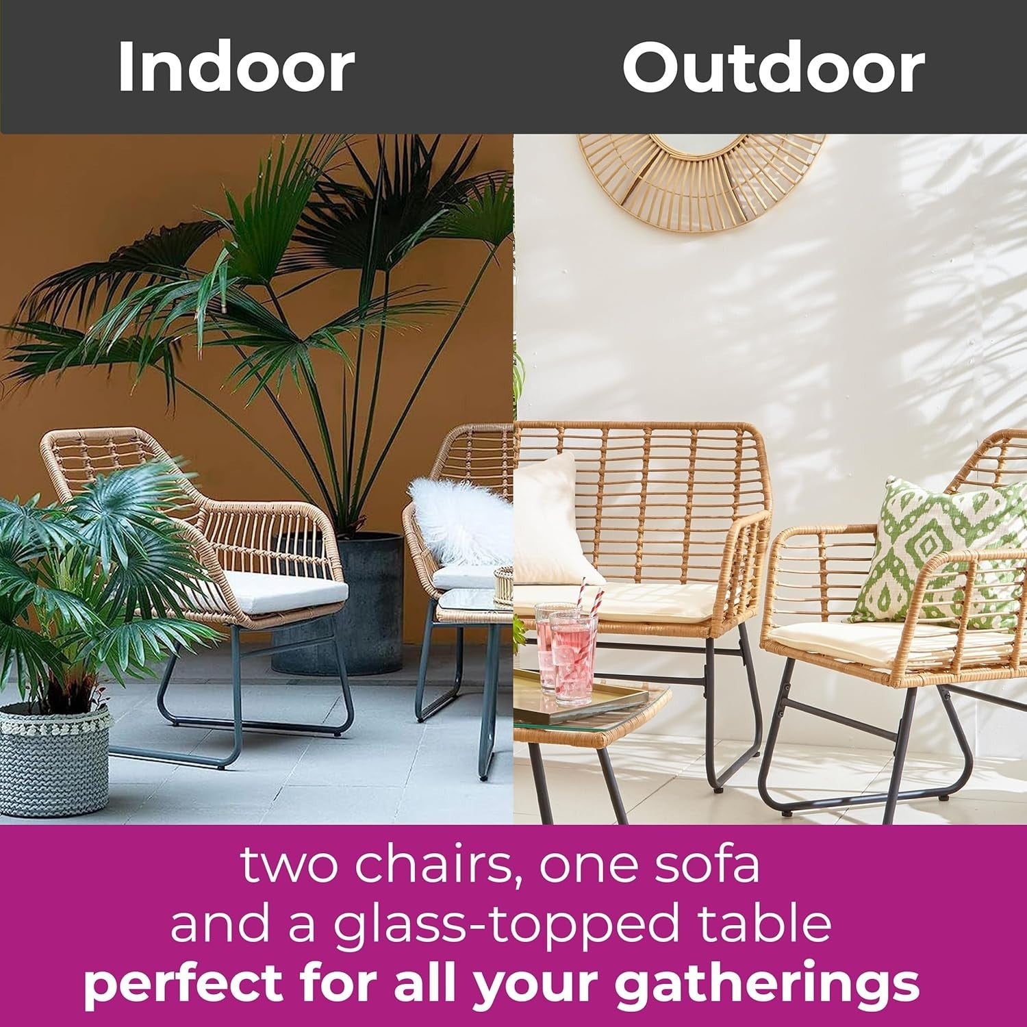 Rattan Garden Furniture Set 4 Seater Sofa Chair Table Patio Balcony