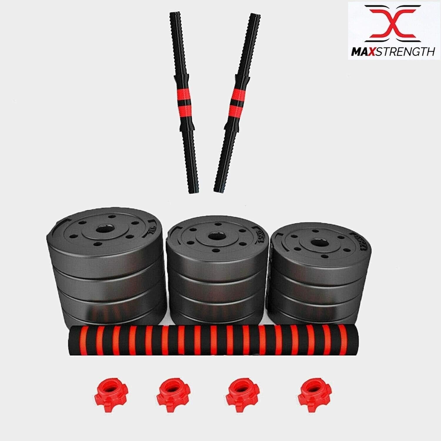 25KG Adjustable Dumbbell & Barbell Set Spinlock Vinyl Weights Home Gym