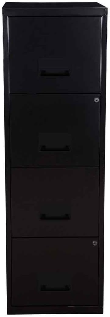 Black A4 Filing Cabinet 4 Drawer 125cm Steel Office Storage