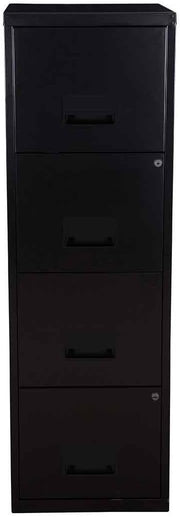 Black A4 Filing Cabinet 4 Drawer 125cm Steel Office Storage