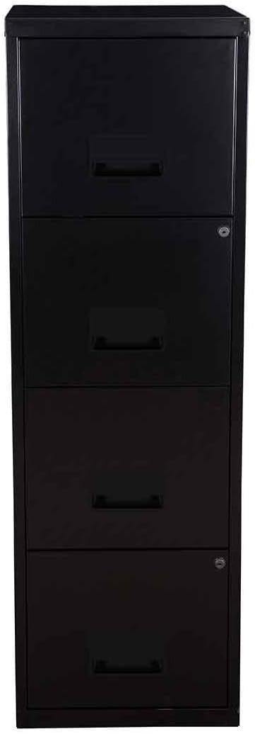 Black A4 Filing Cabinet 4 Drawer 125cm Steel Office Storage