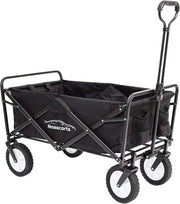 Folding Utility Wagon 68kg Load Heavy Duty Cart All Terrain Wheels Black
