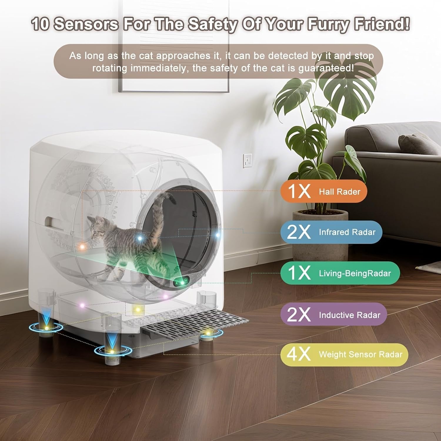 90L Self Cleaning Cat Litter Box App Control Odor Free Multi Cat
