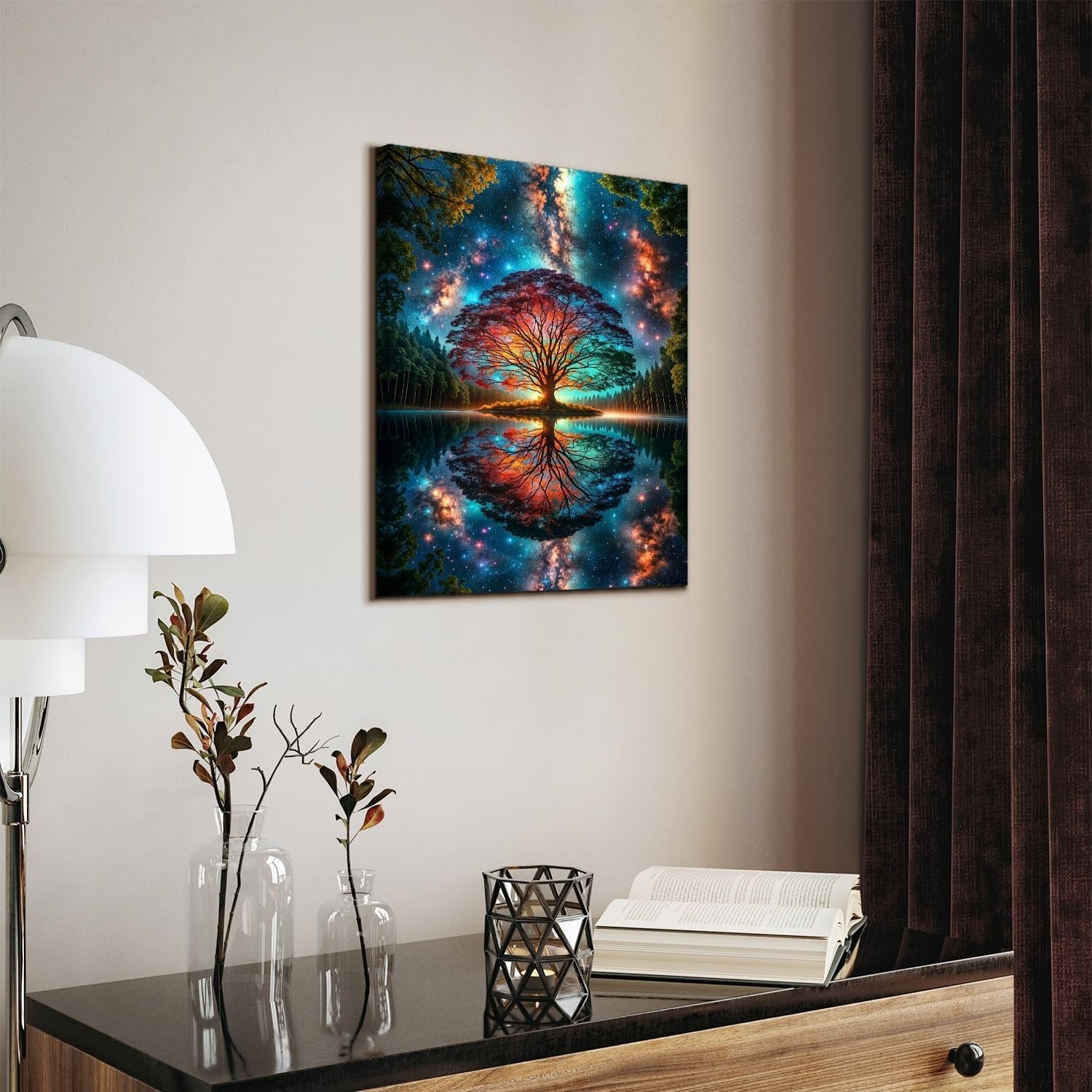 Tree of Life Wall Art Framed Colourful Canvas 12x16in