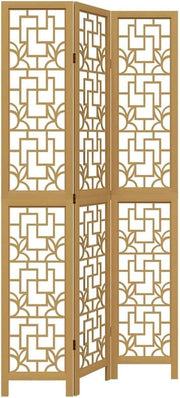 3 Panel Brown Wood Room Divider Folding Privacy Screen for Bedroom Living Room O