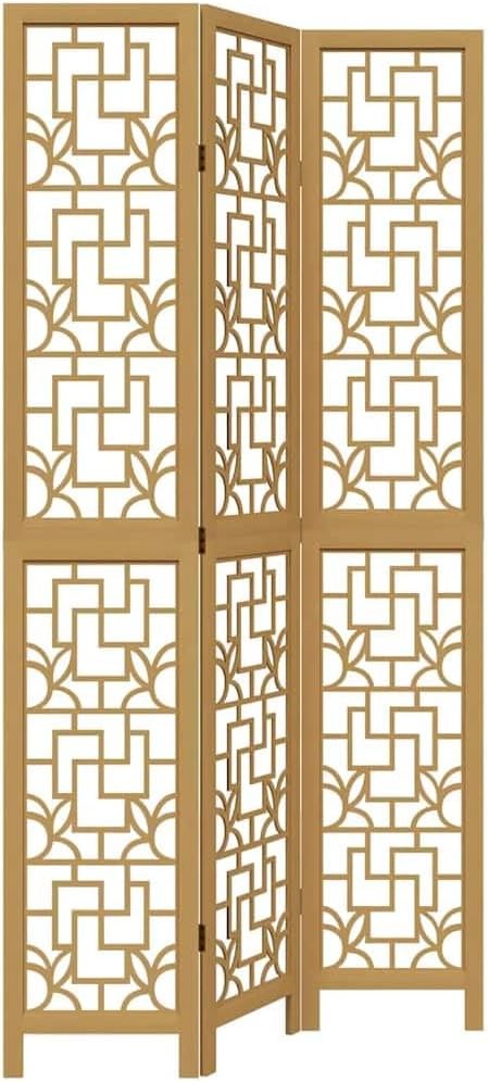 3 Panel Brown Wood Room Divider Folding Privacy Screen for Bedroom Living Room O