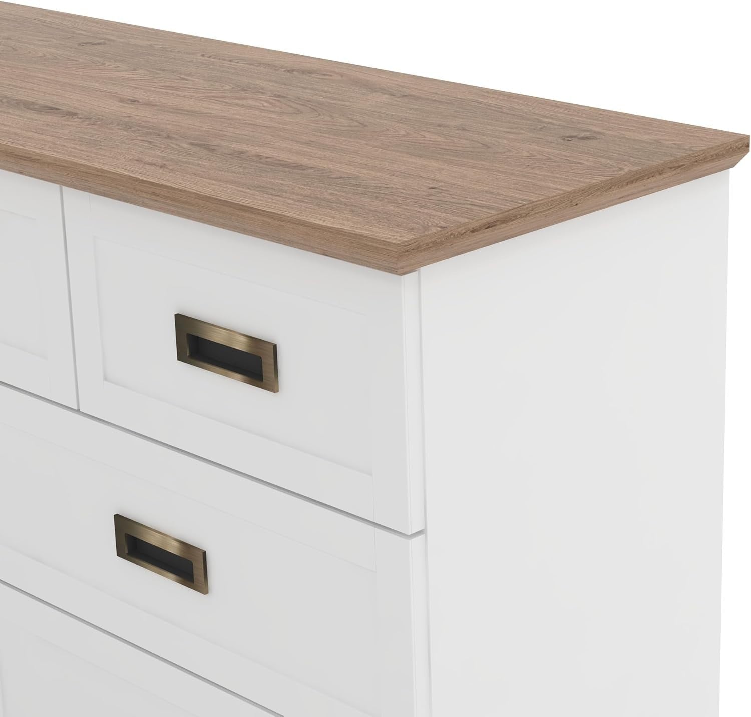 Wide Chest of Drawers 7 Drawer Unit White Oak Storage Cabinet Bedroom
