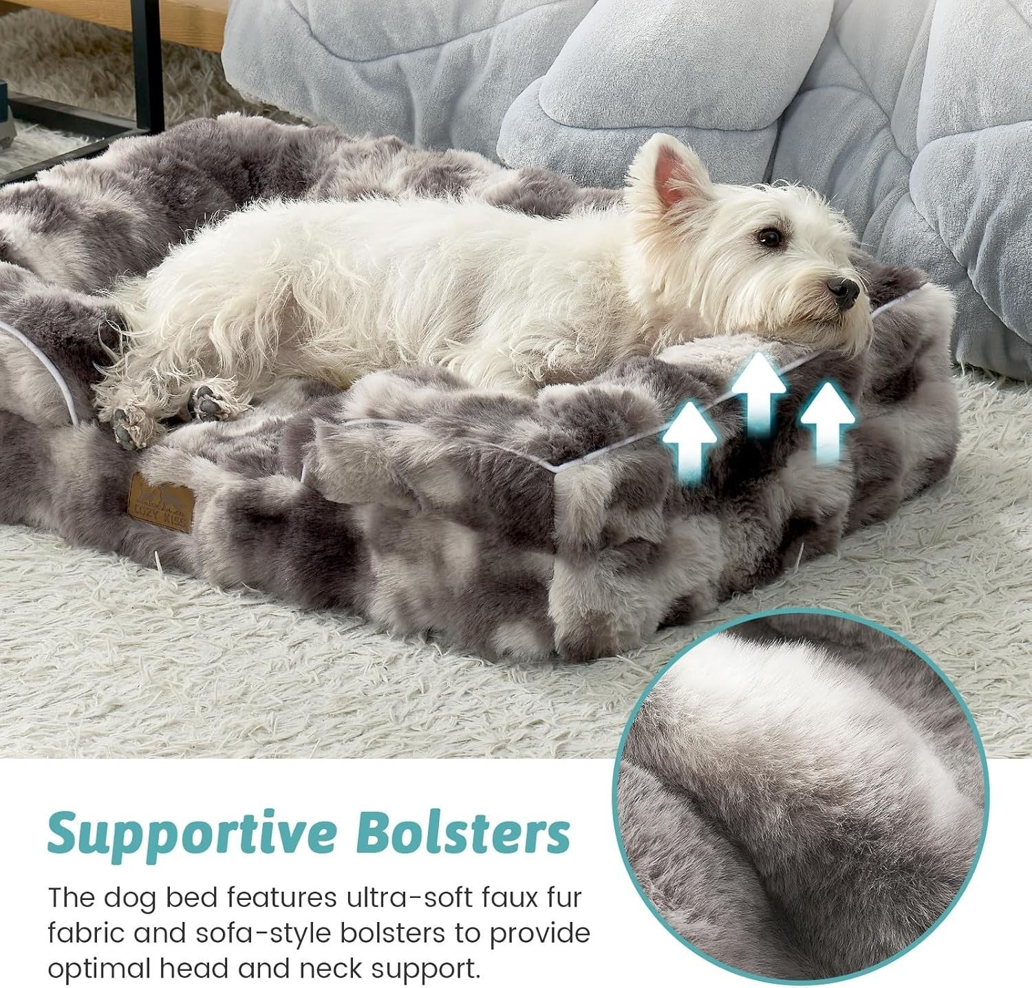 XL Orthopedic Dog Bed 44x32in Faux Fur Sofa Washable