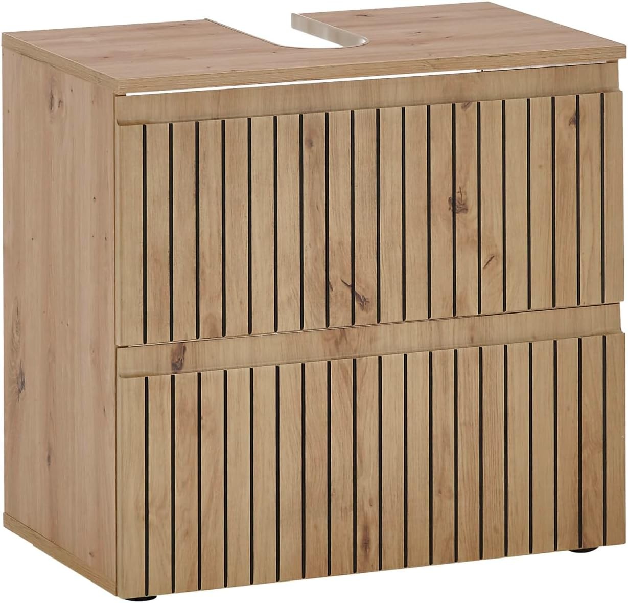 Natural Oak Under Sink Cabinet – 2 Drawer Bathroom Vanity Storage Unit