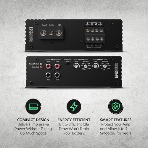 EPICFOUR 800W 4-Channel Car Amplifier Class-D Full-Range Subwoofer
