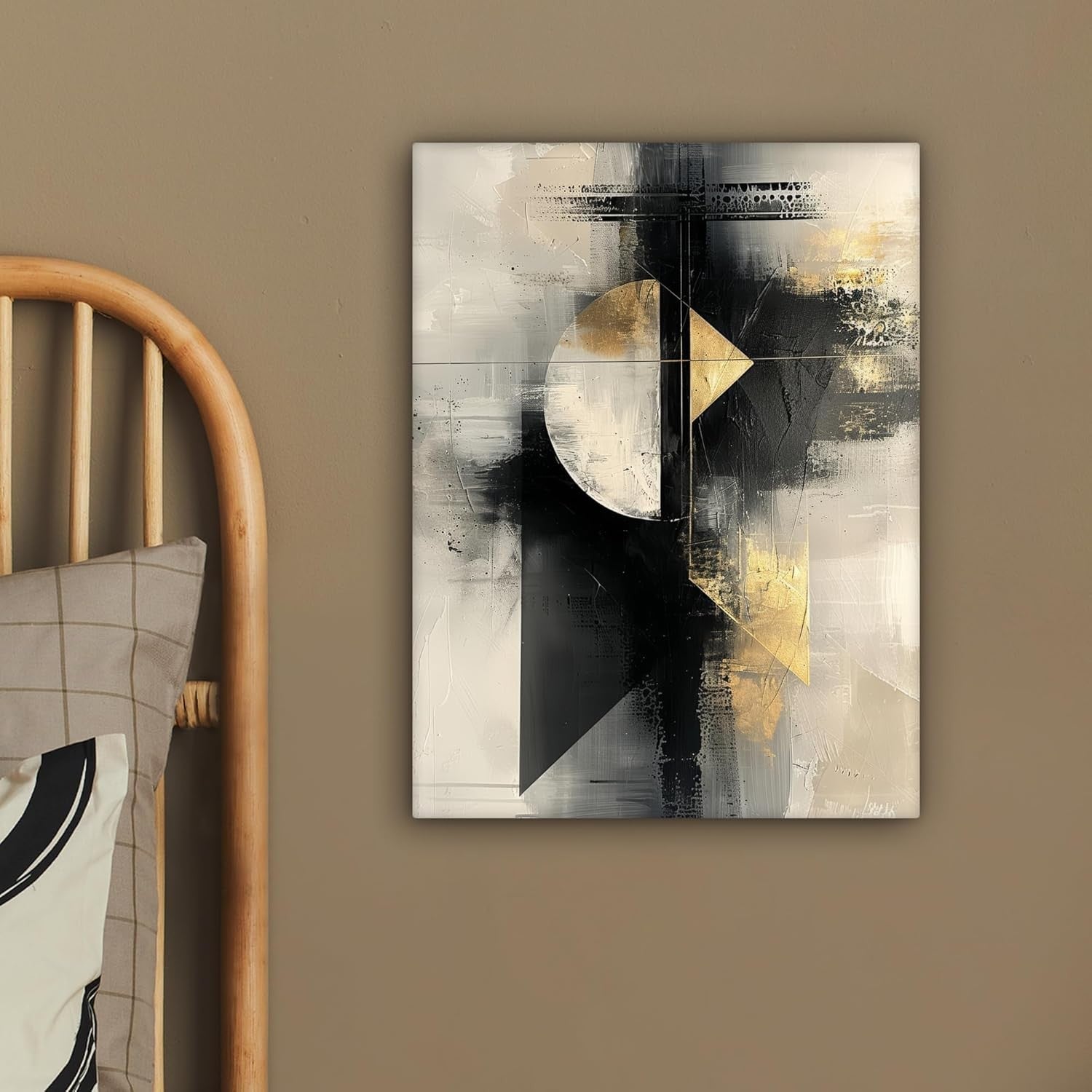 Luxury Gold Black Abstract Canvas Wall Art 30x40cm Framed