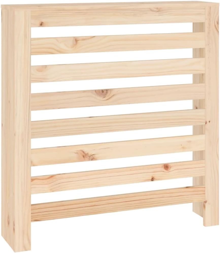 Natural Solid Pine Radiator Cover 79cm Wooden Slat Cabinet with Shelf