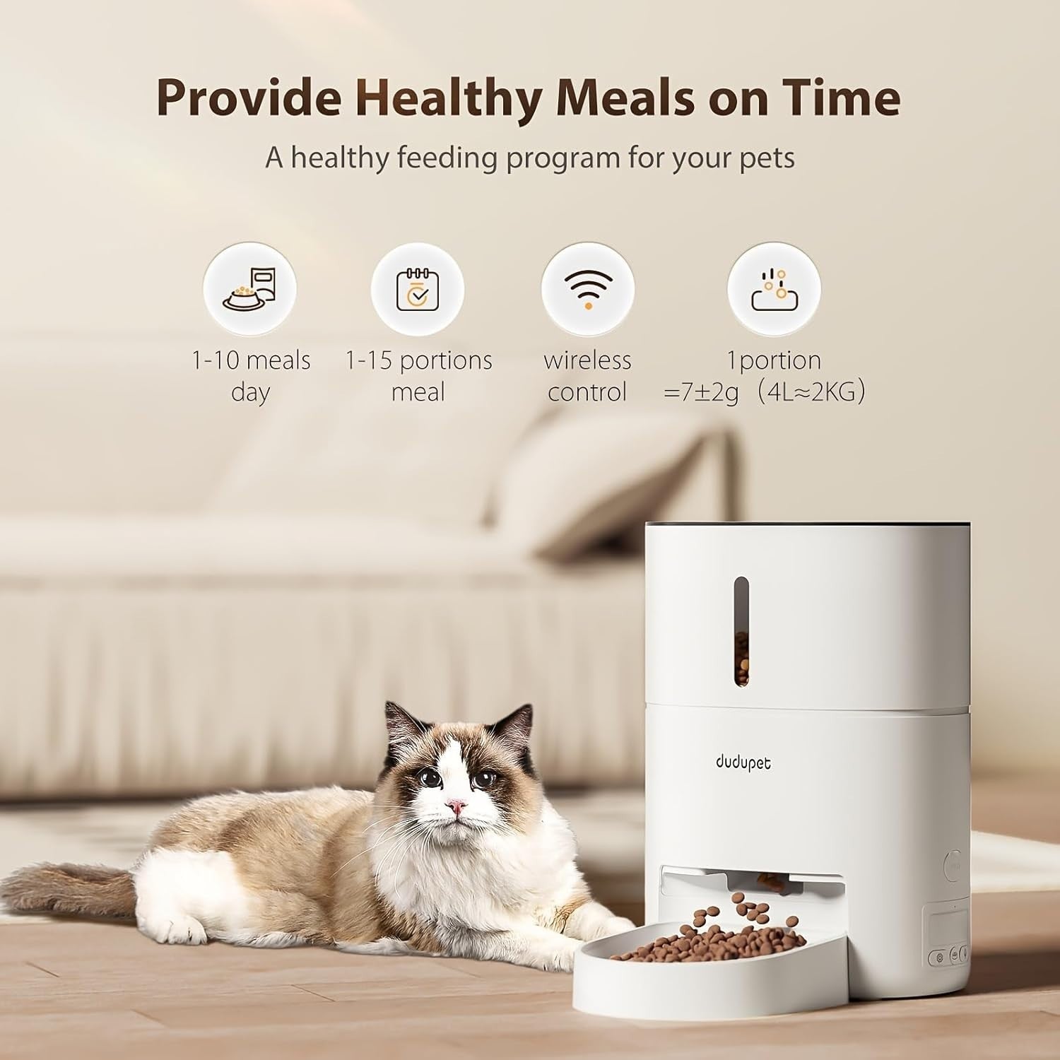 Smart Pet Feeder WiFi App Control 4L Auto Food Dispenser Voice Record