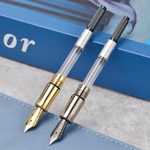 Luxury Metal Fountain Pen Extra Fine Gold Nib Silver Twill Gift Case