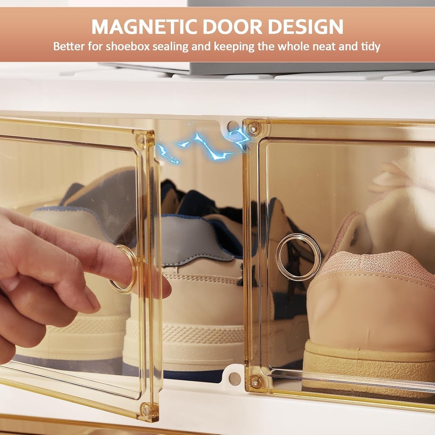 9-Tier Foldable Shoe Cabinet with Transparent Doors, 44x34.5x169 cm
