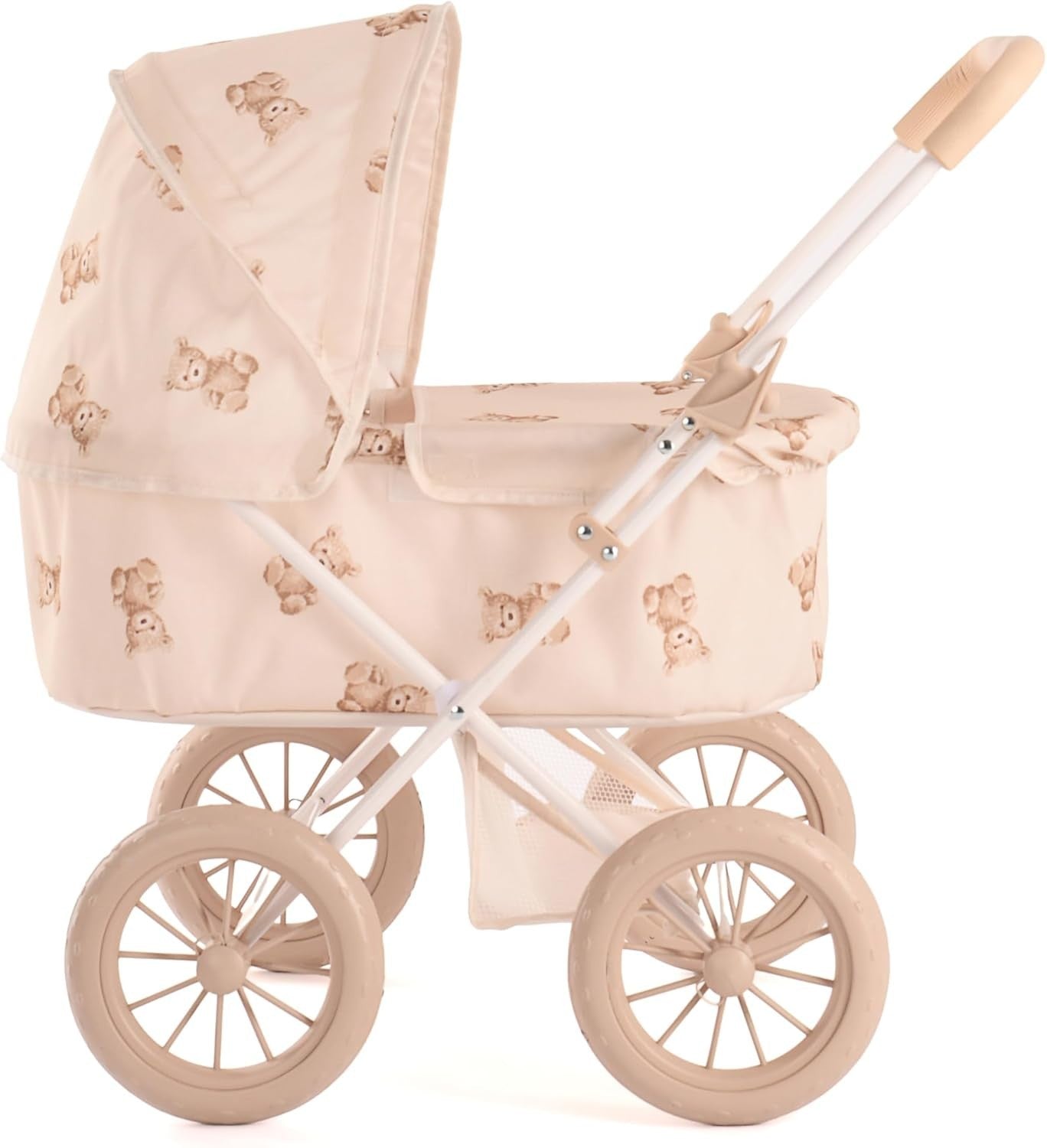 My First Dolls Pram with Metal Frame, Teddy Design, Storage, 2+