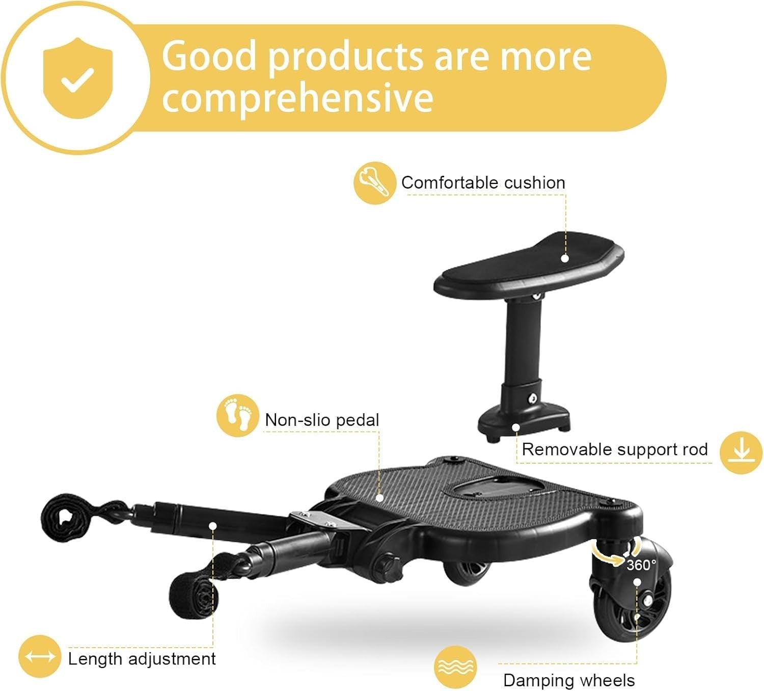 Universal Buggy Board with Seat for Stroller Pram 25kg Toddler Ride-On