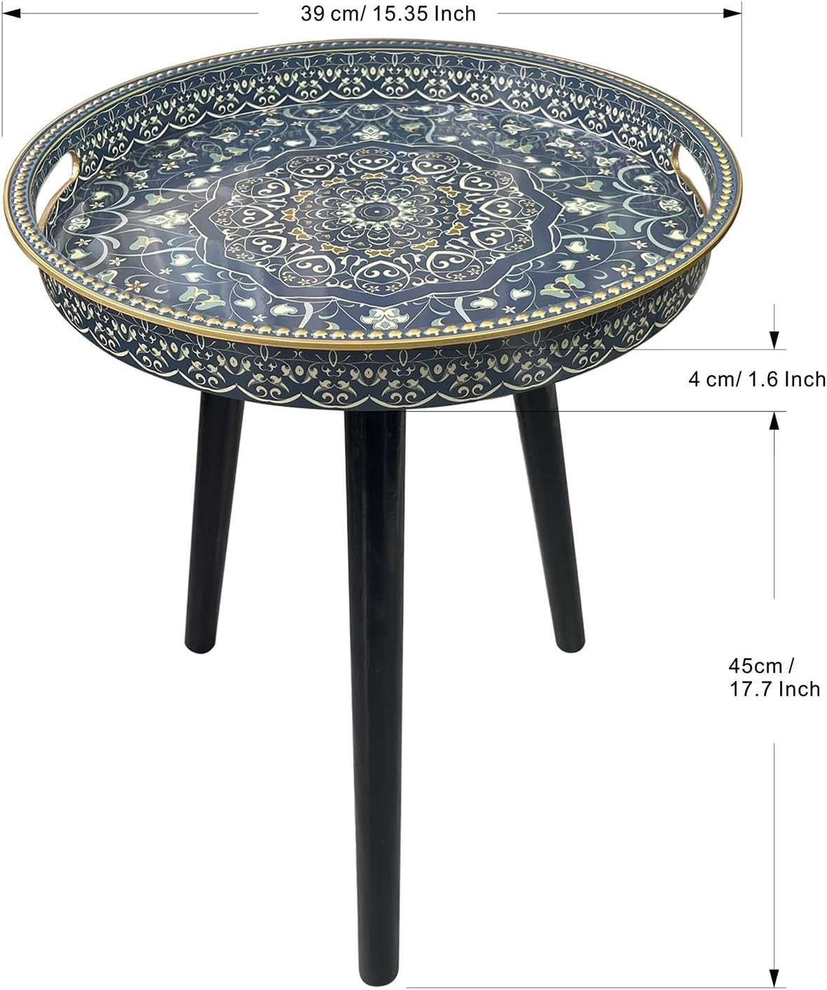 Round Side Table with Detachable Legs – 50x38x38cm Dot Blue Maze