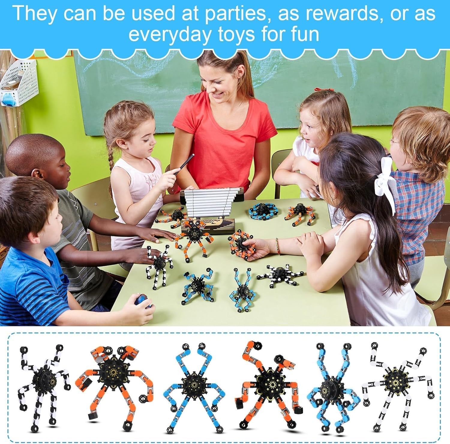 40PCS Transformable Chain Robot Fidget Toys Stress Relief Party Favors