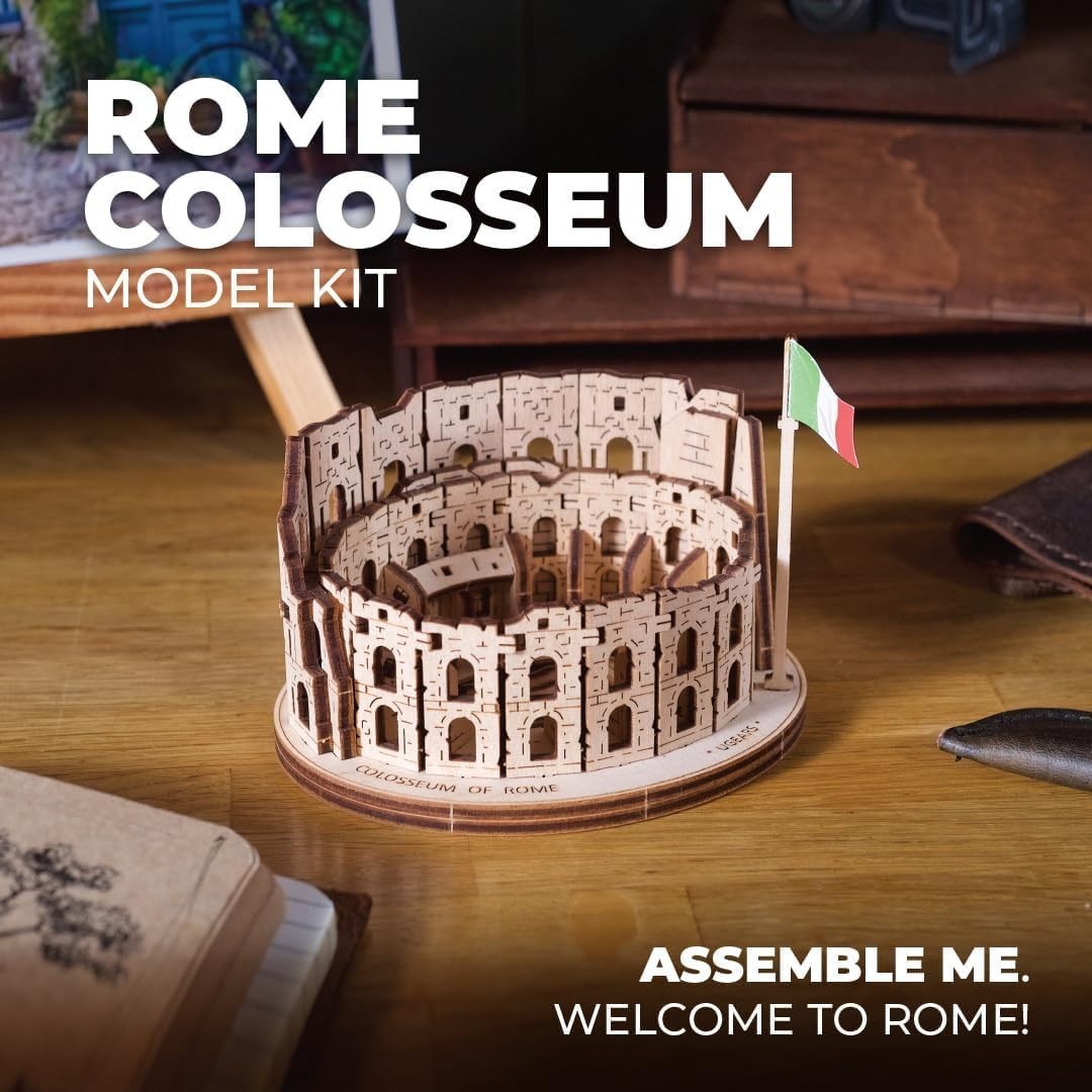 3D Wooden Rome Colosseum Puzzle Kit - Realistic DIY Model Building Set