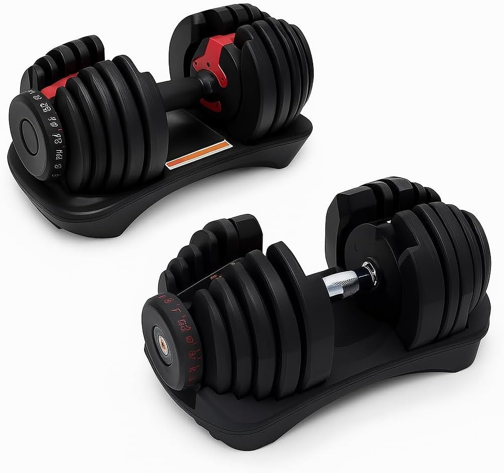 Adjustable Dumbbells 24KG or 40KG Quick Dial Smart Home Gym Weights
