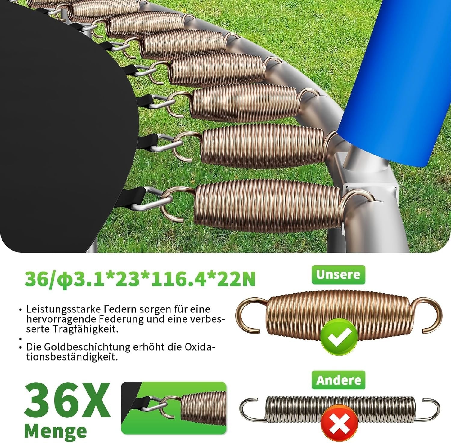 6ft Outdoor Trampoline with Safety Net Curved Poles Garden Blue