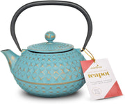 Cast Iron Teapot 900ml Chinese Tetsubin Tea Pot w Infuser Blue Diamond