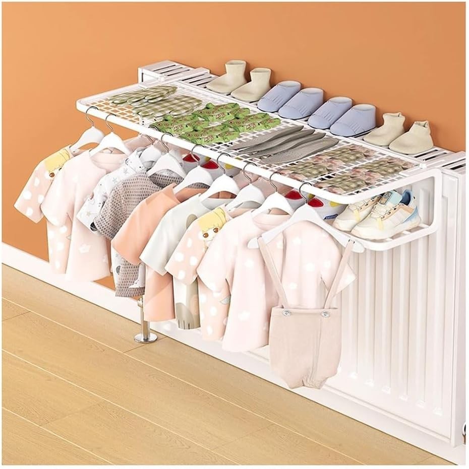 Double-Layer Radiator Clothes Drying Rack – Foldable Indoor Laundry Airer 35cm