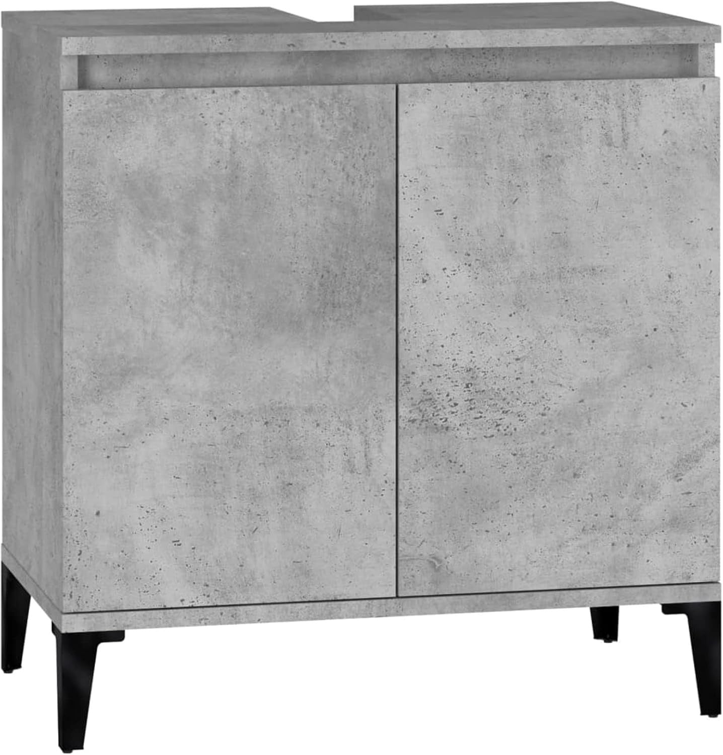 Concrete Grey Bathroom Sink Cabinet | Modern Under Sink Storage Unit 58x33x60cm