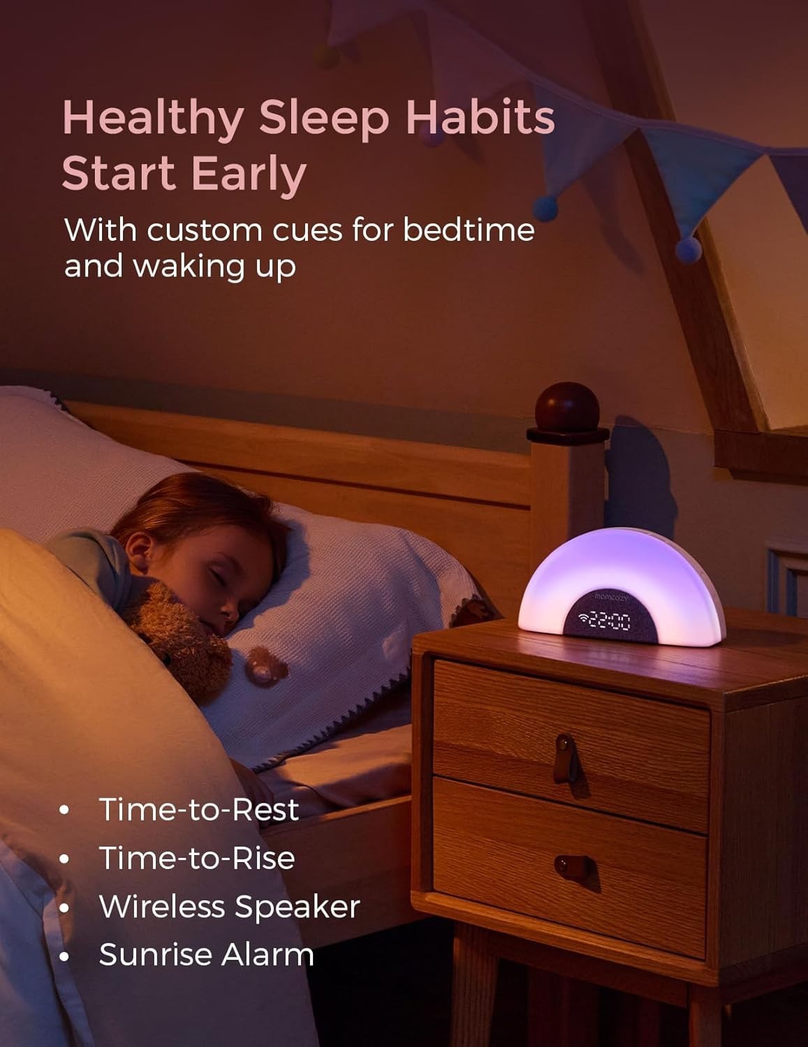 Baby Sound Machine & Night Light with 34 Soothing Sounds & Sunrise Alarm