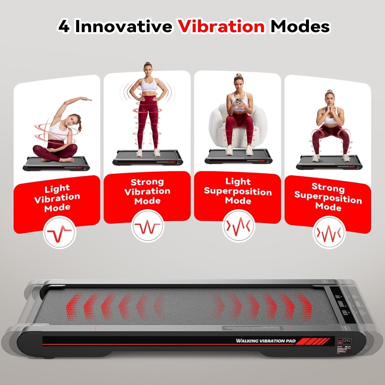 4-in-1 Walking Vibration Pad Treadmill with Incline & App Control