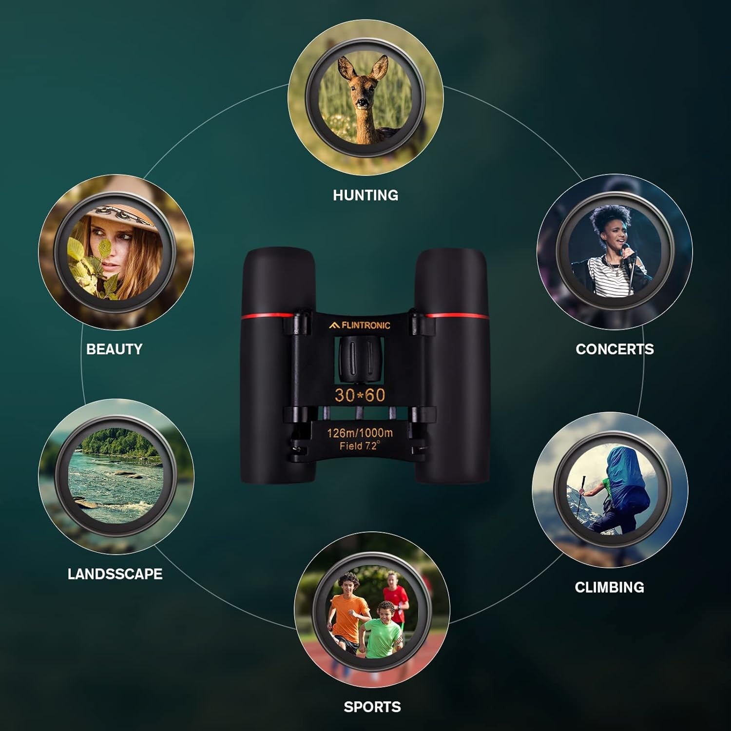 30x60 HD Mini Binoculars Compact Waterproof Pocket Size Travel Hiking Camping