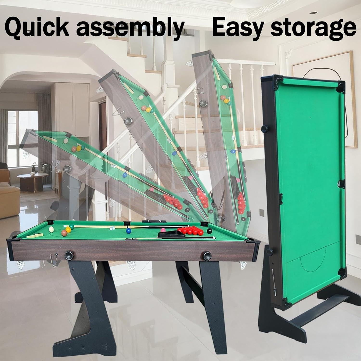 6FT Foldaway Pool Table Snooker Billiards Set w Cues Balls Scoreboard