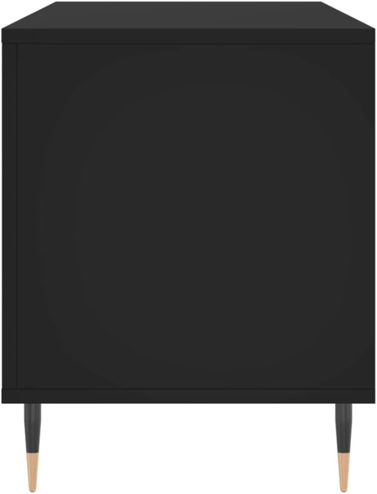Vinyl Record Cabinet Storage Stand Turntable Media Unit Black Wood