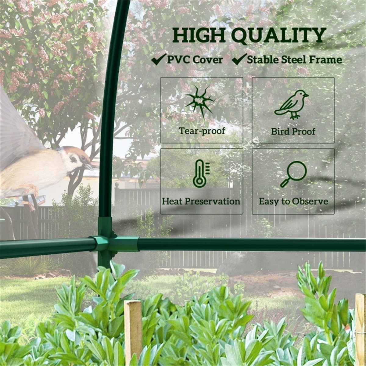 Walk-In Lean-To Greenhouse Steel Frame Clear PVC Cover Zippered Door