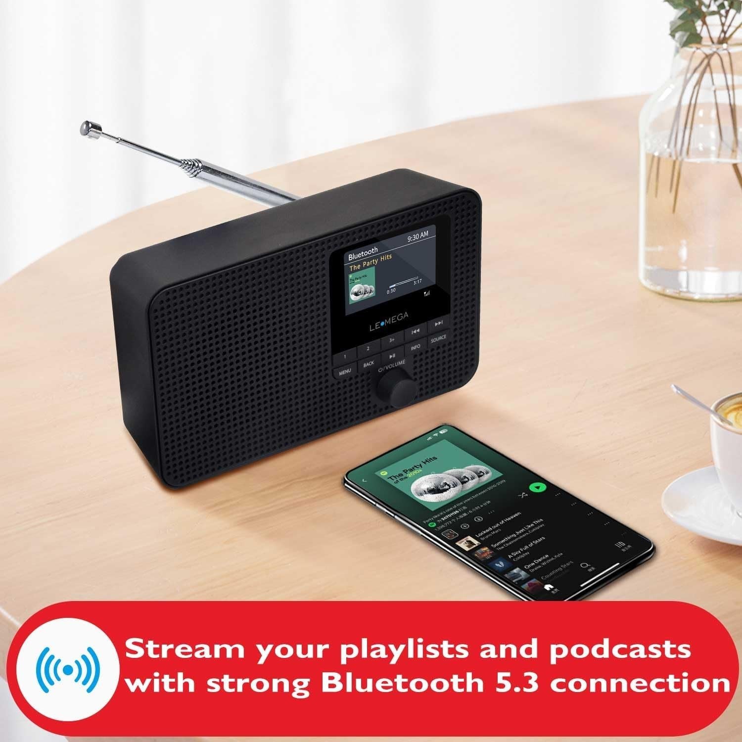 Portable Internet Radio DAB+ Bluetooth FM 12hr Play Alarm